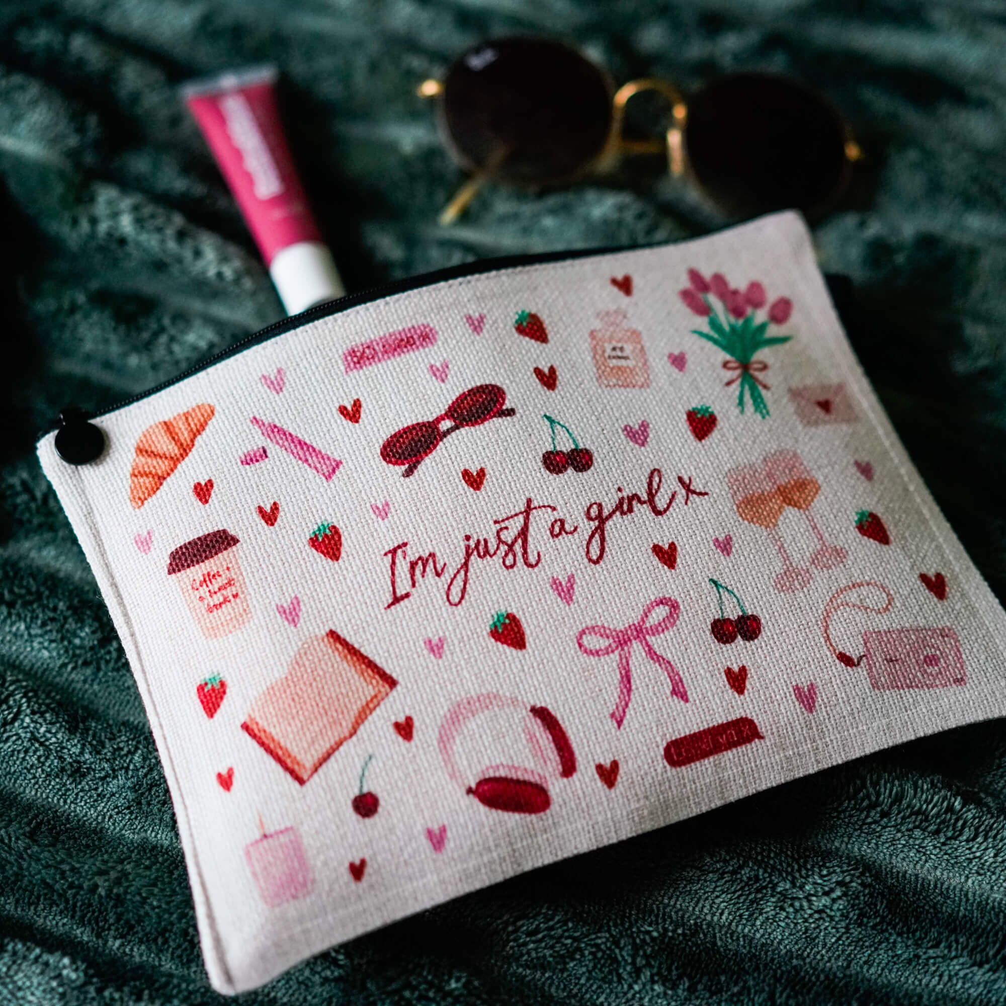 I'm just a girl cosmetic bag