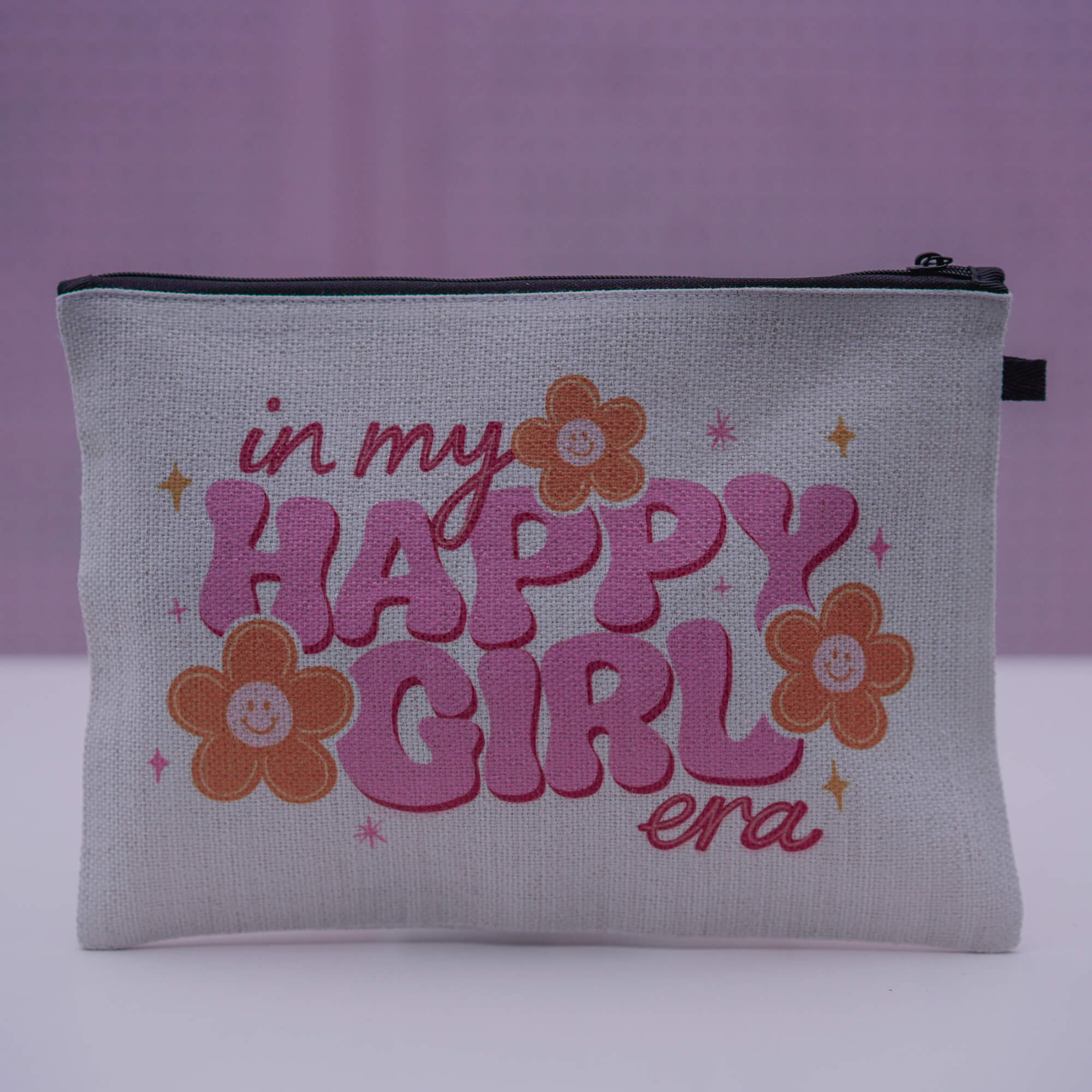 In My Happy Girl Era Linen Cosmetic Bag